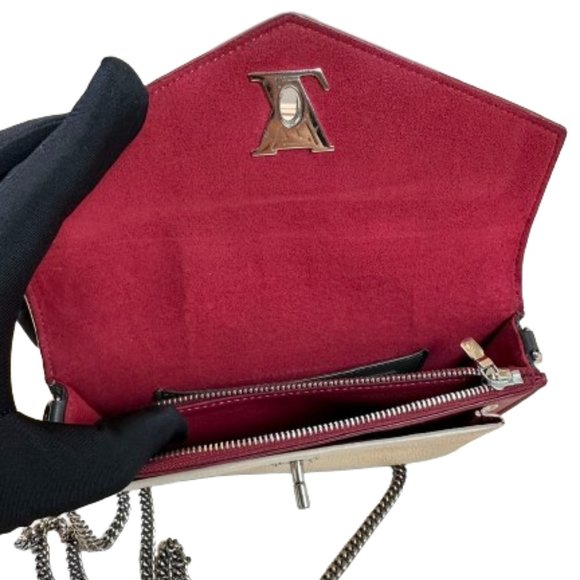 LOUIS VUITTON Mylockme Leather Chain Shoulder Bag Navy Blue Louis Vuitton MyLockMe Shoulder Bag Crossbody